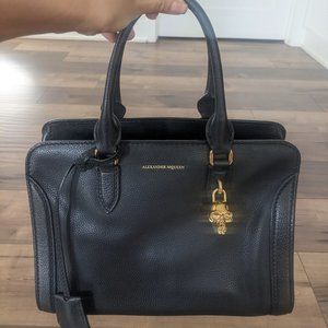 Alexander McQueen pebbled leather skull padlock Bodoir bag satchel